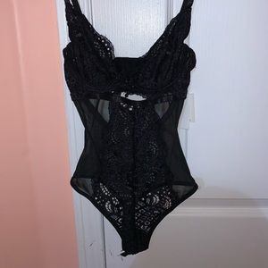Black lace body suit